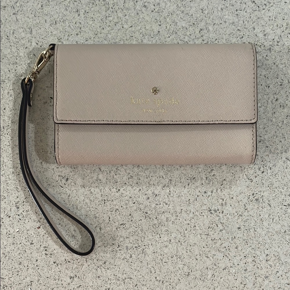 Kate Spade Tan Clutch Wristlet Sleek Design